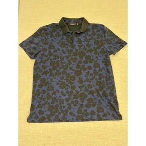 Marc Anthony Polo Shirt Mens XL Blue Excellent Floral Slim Fit Short Sleeve 0004